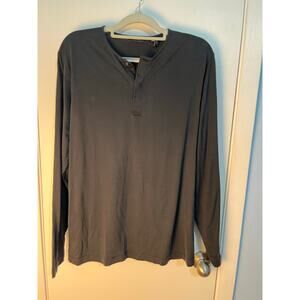 Theory Henley Long Sleeve Shirt Large Mens Black Flaw Workwear Minimalist